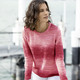 Langarm - Pullover mit Farbverlauf – Farbe ROT-KORALLE-ECRU Langarm - Pullover mit Farbverlauf, in Größe 036 bis 052, in Farbe MINT-HELLBLAU-ECRU