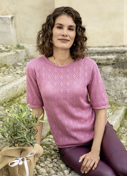 Pullover & Strickmode - Pulli mit Ajourmuster, in Größe 038 bis 052, in Farbe ROSENHOLZ Ansicht 1