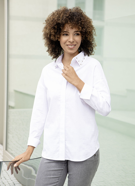 SALE % - Bluse mit Perlenzier, in Größe 038 bis 054, in Farbe WEISS