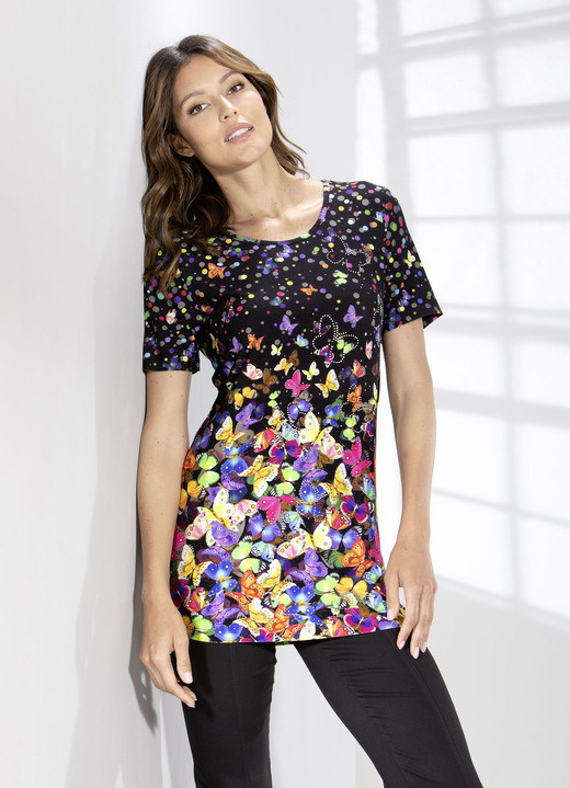 Kurzarm - Longshirt mit farbbrillantem Inkjet-Druck, in Größe 036 bis 054, in Farbe MULTICOLOR Ansicht 2