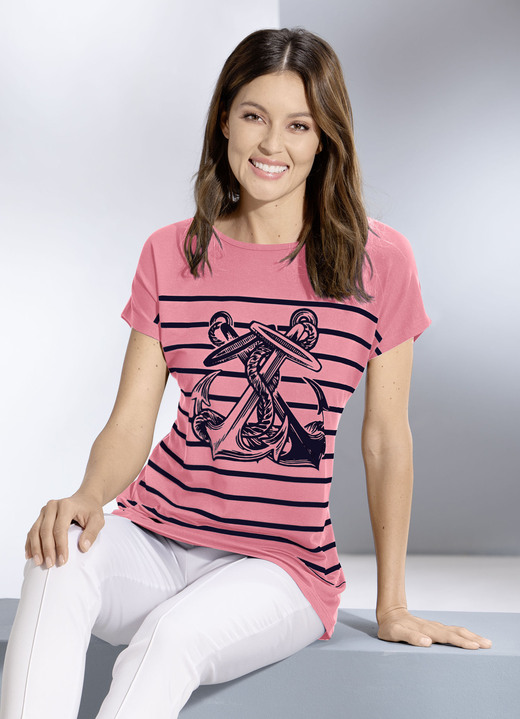 - Shirt mit maritimen Druck in 2 Farben, in Größe 036 bis 052, in Farbe ROSA-SCHWARZ