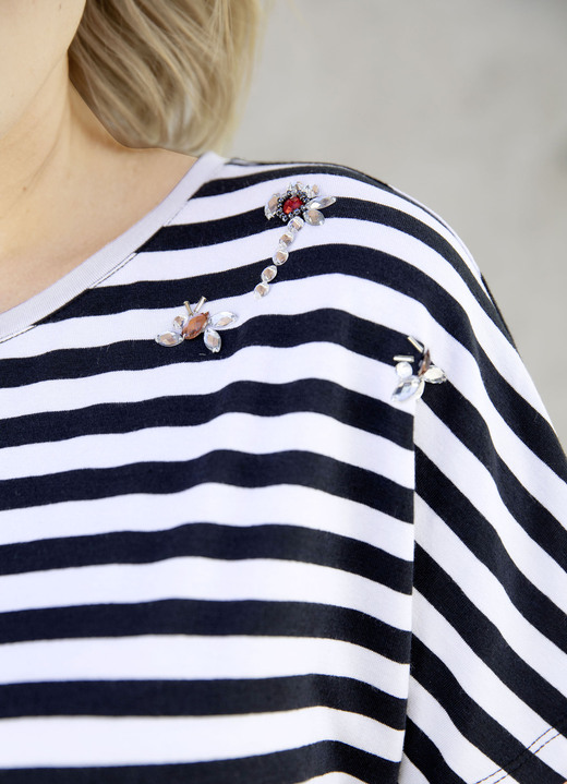 Shirts - Pfiffiges Shirt mit Streifen-Dessin Ansicht 2 Shirts - Pfiffiges Shirt mit Streifen-Dessin, in Größe 036 bis 052, in Farbe NACHTBLAU-WEISS Ansicht 2