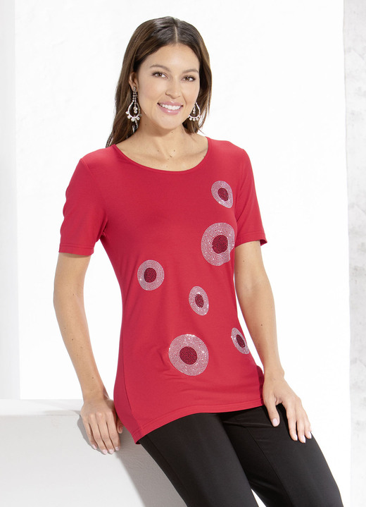 Shirts - Shirt mit Rundhalsausschnitt in 2 Farben, in Größe 040 bis 060, in Farbe ROT Ansicht 1