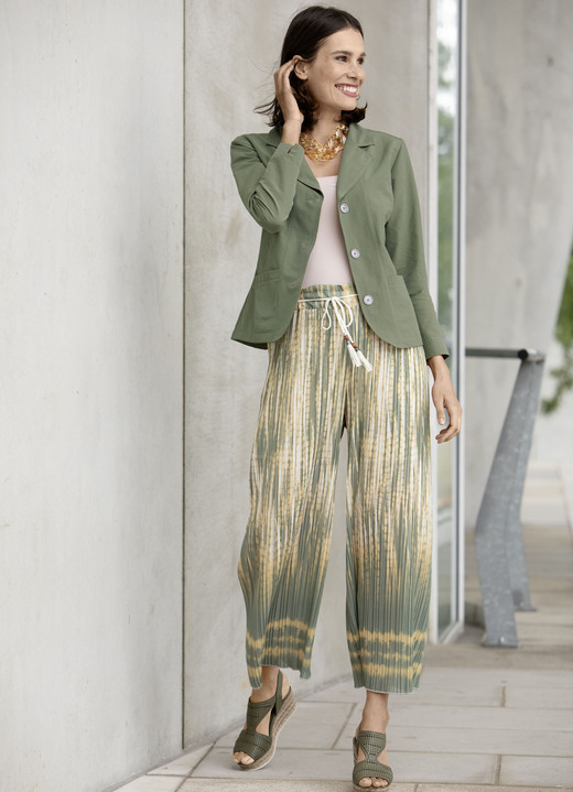 culotten - Plissee-Culotte mit geflochtenem Bindeband, in Größe 018 bis 050, in Farbe OLIV-ECRU Ansicht 2