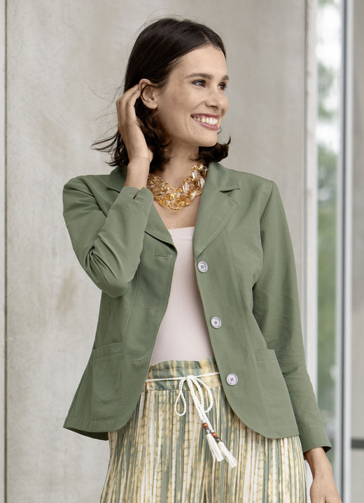 Blusen - Blusenjacke mit Schulterpolster Blusen - Blusenjacke mit Schulterpolster, in Größe 034 bis 050, in Farbe OLIV