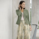 Blusen - Blusenjacke  mit Schulterpolster – Farbe OLIV – Ansicht 2 Blusen - Blusenjacke  mit Schulterpolster, in Größe 034 bis 050, in Farbe ROYALBLAU – Farbe OLIV – Ansicht 2