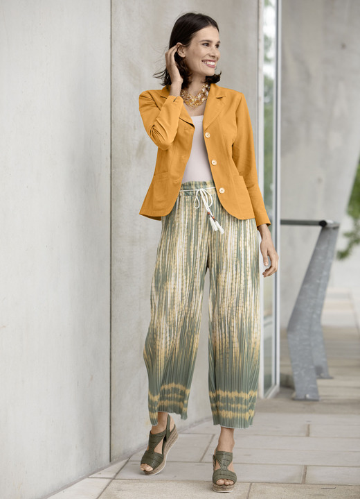 Blusen - Blusenjacke  mit Schulterpolster, in Größe 034 bis 050, in Farbe OCKER Ansicht 2