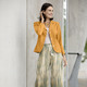 Blusen - Blusenjacke  mit Schulterpolster – Farbe OCKER – Ansicht 2 Blusen - Blusenjacke  mit Schulterpolster, in Größe 034 bis 050, in Farbe ROYALBLAU – Farbe OCKER – Ansicht 2