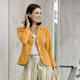 Blusen - Blusenjacke  mit Schulterpolster – Farbe OCKER – Ansicht 1 Blusen - Blusenjacke  mit Schulterpolster, in Größe 034 bis 050, in Farbe ROYALBLAU – Farbe OCKER – Ansicht 1