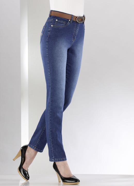 SALE % - Jeans mit schönen Stickereien und funkelnden Strassteinen, in Größe 017 bis 052, in Farbe JEANSBLAU Ansicht 3