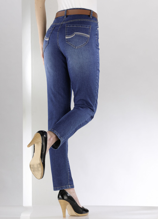 SALE % - Jeans mit schönen Stickereien und funkelnden Strassteinen, in Größe 017 bis 052, in Farbe JEANSBLAU Ansicht 4