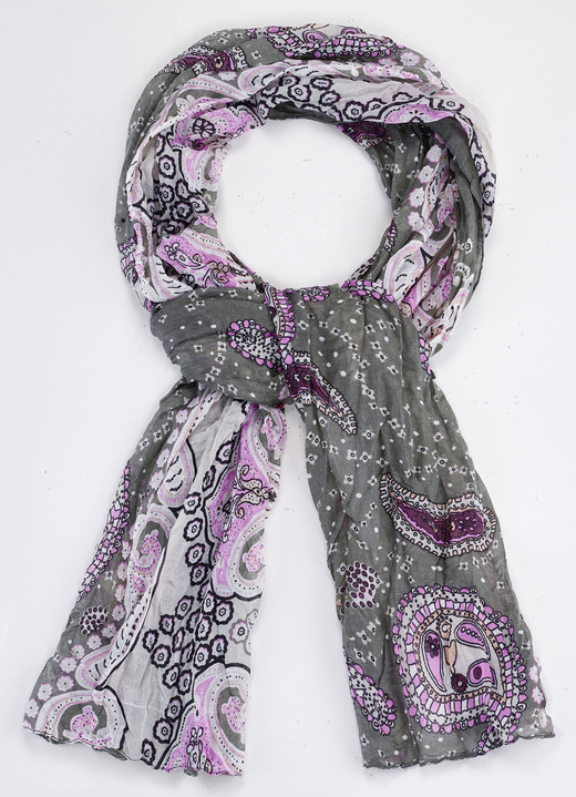 Schals - Schal mit Paisleydessin, in Farbe GRAU-ROSÉ-BUNT Ansicht 1