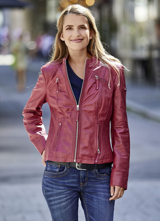 Lederkurzjacken - Lederkurzjacke von „Cabrini“ Ansicht 2 Lederkurzjacken - Lederkurzjacke von „Cabrini“, in Größe 038 bis 050, in Farbe ANTIK ROT Ansicht 2