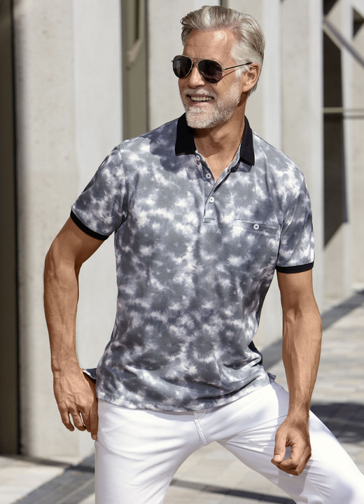 SALE % - Poloshirt in 2 Farben Ansicht 2 SALE % - Poloshirt in 2 Farben, in Größe 046 bis 062, in Farbe AQUA-WEISS Ansicht 2