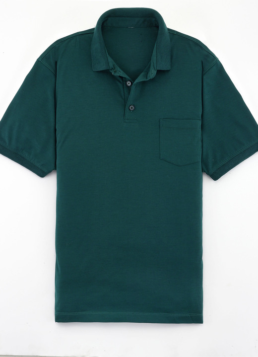 Shirts - Poloshirt in 4 Farben, in Größe 046 bis 062, in Farbe DUNKELGRÜN
