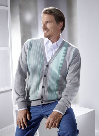 Cardigan mit durchgehender Knopfleiste in 2 Farben