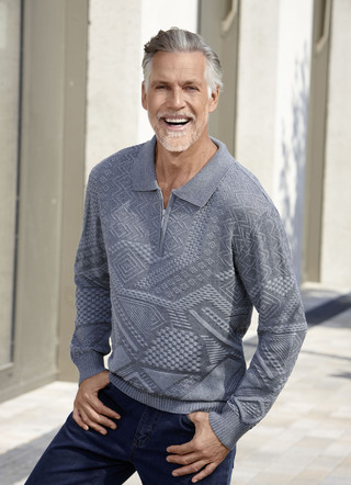 Klassischer Polopullover mit kurzer Knopfleiste in 2 Farben