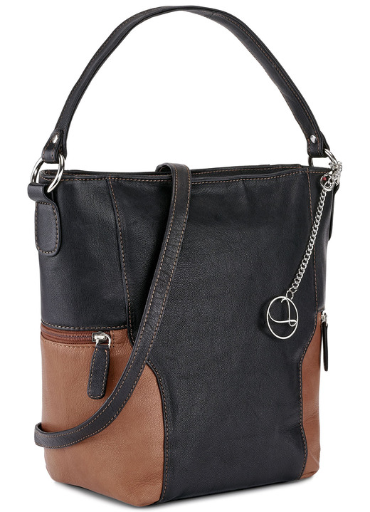 Taschen - Laurina Tasche aus Chevrau-Nappaleder, in Farbe SCHWARZ-COGNAC Ansicht 1