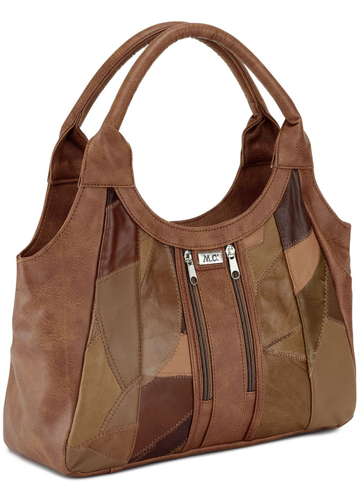 - Patchwork-Tasche aus Nappaleder , in Farbe COGNAC Ansicht 1