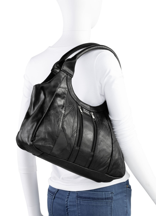 - Patchwork-Tasche aus Nappaleder , in Farbe SCHWARZ Ansicht 3