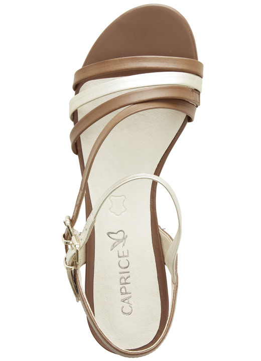 Sandaletten & Pantoletten - Caprice Sandalette aus teilweise metallisiertem Nappaleder Ansicht 3 Sandaletten & Pantoletten - Caprice Sandalette aus teilweise metallisiertem Nappaleder, in Größe 3 1/2 bis 8, in Farbe COGNAC-GOLD Ansicht 3