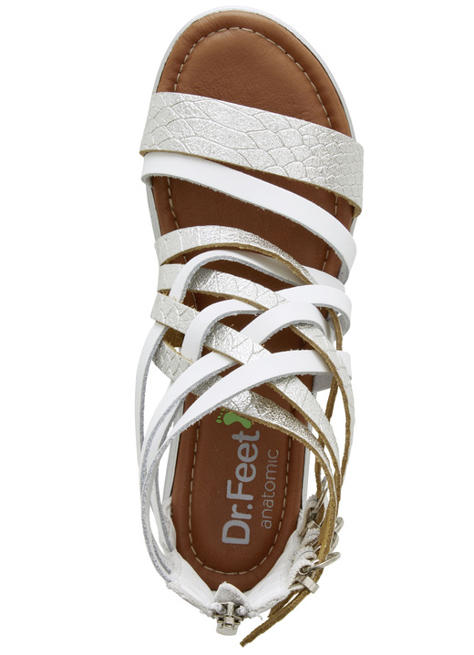 Sandaletten & Pantoletten - ELENA EDEN Sandale aus teilweise reptilgeprägtem Nappaleder, in Größe 036 bis 041, in Farbe WEISS-SILBER Ansicht 2