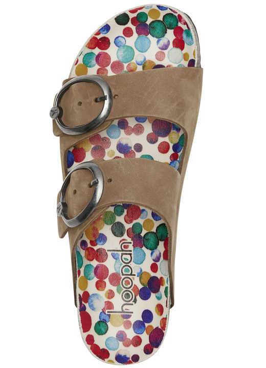 Sandaletten & Pantoletten - Andrea Conti Pantolette mit bunt bedrucktem Lederfußbett Ansicht 5 Sandaletten & Pantoletten - Andrea Conti Pantolette mit bunt bedrucktem Lederfußbett, in Größe 036 bis 042, in Farbe GELB Ansicht 5