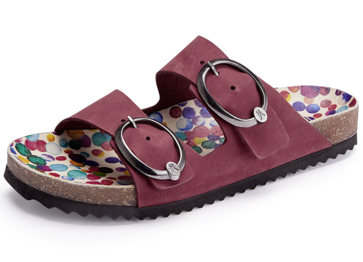 Sandaletten & Pantoletten - Andrea Conti Pantolette mit bunt bedrucktem Lederfußbett Ansicht 7 Sandaletten & Pantoletten - Andrea Conti Pantolette mit bunt bedrucktem Lederfußbett, in Größe 036 bis 042, in Farbe GELB Ansicht 7