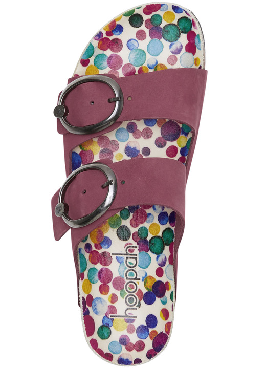 Sandaletten & Pantoletten - Andrea Conti Pantolette mit bunt bedrucktem Lederfußbett, in Größe 036 bis 042, in Farbe BRAUN Ansicht 5