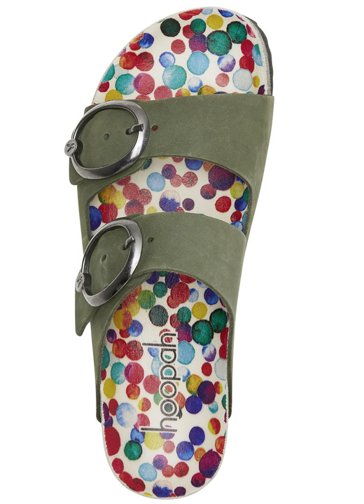 Sandaletten & Pantoletten - Andrea Conti Pantolette mit bunt bedrucktem Lederfußbett Ansicht 11 Sandaletten & Pantoletten - Andrea Conti Pantolette mit bunt bedrucktem Lederfußbett, in Größe 036 bis 042, in Farbe GELB Ansicht 11