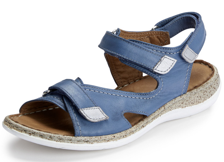 - ELENA EDEN Sandale aus schattiertem Rind-Nappaleder, in Größe 036 bis 042, in Farbe JEANSBLAU Ansicht 1