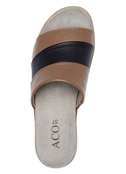 Sandaletten & Pantoletten - ELENA EDEN, bequeme Damen-Pantoletten, Weite G, mit herausnehmbarem Fußbett, in Größe 035 bis 042, in Farbe BLAU-WEISS-ROT Ansicht 6