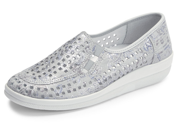 Slipper & Schnürschuhe - ELENA EDEN, sommerliche Damen-Slipper, Weite G, mit herausnehmbarem Fußbett, in Größe 036 bis 042, in Farbe SILBERGRAU Ansicht 1