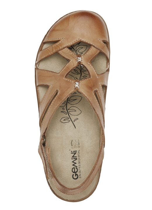 - Gemini Sandale aus schattiertem Rind-Nappaleder, in Größe 036 bis 042, in Farbe COGNAC Ansicht 2