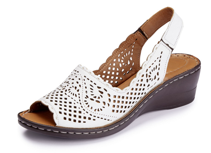 Elena Eden - ELENA EDEN, sommerliche Damen-Sandaletten, Weite G, aus Leder, in Größe 036 bis 042, in Farbe SCHWARZ Ansicht 4