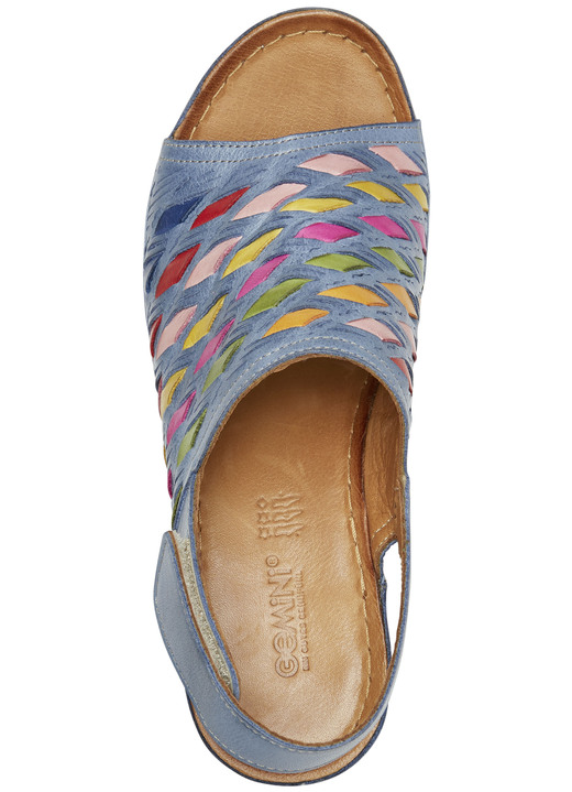 Sandaletten & Pantoletten - Gemini Sandalette mit raffinierten, bunten Flechtdurchzügen, in Größe 036 bis 042, in Farbe JEANS Ansicht 3