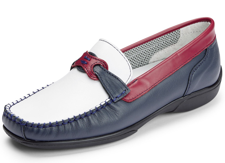 - ELENA EDEN Slipper mit dekorativer Spange, in Größe 036 bis 042, in Farbe BLAU-WEISS-ROT Ansicht 1