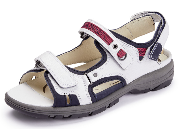 Sandaletten & Pantoletten - Waldläufer, sportliche Damen-Sandalen, Weite H, mit herausnehmbarem Fußbett, in Größe 4 1/2 bis 9, in Farbe WEISS-BLAU-ROT Ansicht 1