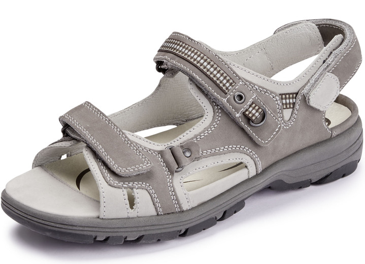 Sandaletten & Pantoletten - Waldläufer, sportliche Damen-Sandalen, Weite H, mit herausnehmbarem Fußbett, in Größe 4 1/2 bis 9, in Farbe GRAFIT-HELLGRAU Ansicht 1