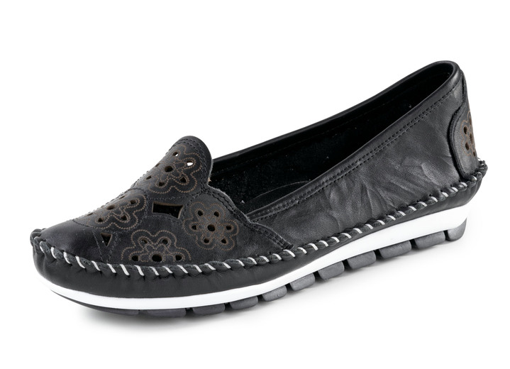 Slipper & Schnürschuhe - Gemini, leichte Damen-Slipper, Weite G, mit herausnehmbarem Fußbett, in Größe 035 bis 041, in Farbe SCHWARZ Ansicht 1