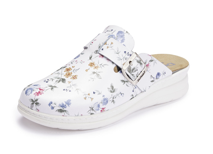 Sandaletten & Pantoletten - ELENA EDEN, klassische Damen-Clogs, Weite H, mit herausnehmbarem Fußbett, in Größe 036 bis 042, in Farbe WEISS-BUNT Ansicht 1