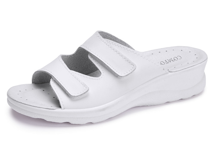 Sandaletten & Pantoletten - Zweierpack klassische Damen-Pantoletten, Weite H, mit Klettverschluss, in Größe 036 bis 041, in Farbe 1X WEISS, 1X SCHWARZ Ansicht 2