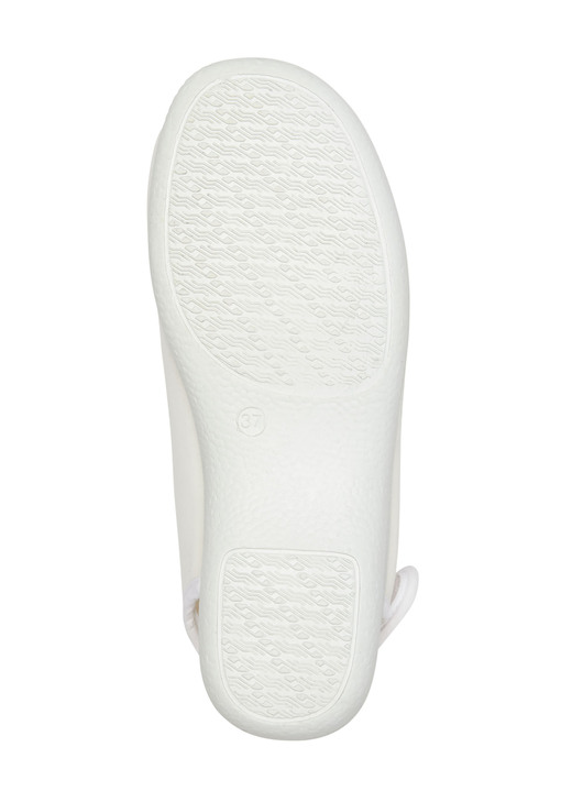 Sandaletten & Pantoletten - Sandale aus elastischem Textilmaterial Ansicht 3 Sandaletten & Pantoletten - Sandale aus elastischem Textilmaterial, in Größe 035 bis 042, in Farbe CREMEWEISS-GOLD Ansicht 3