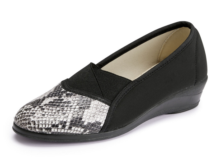 Slipper & Schnürschuhe - Slipper aus elastischem Textilmaterial, in Größe 037 bis 042, in Farbe SCHWARZ-GRAU Ansicht 1