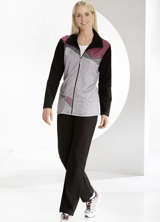 - Freizeitanzug mit Strass-Applikationen, in Größe 019 bis 050, in Farbe BORDEAUX-GRAU-SCHWARZ Ansicht 2