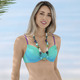 - Bikini mit Bügeln, schalenlos, seitlich raffbar, in Größe 036 bis 048, in Cup D, in Farbe TÜRKIS-LILA – Farbe TÜRKIS-LILA – Ansicht 1