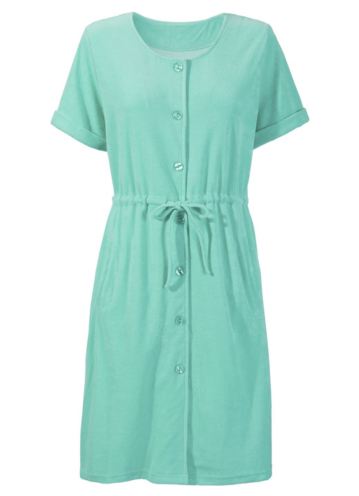 Strandkleider - Frottier-Kleid mit durchgehender Knopfleiste, in Größe 038 bis 054, in Farbe MINT Ansicht 2