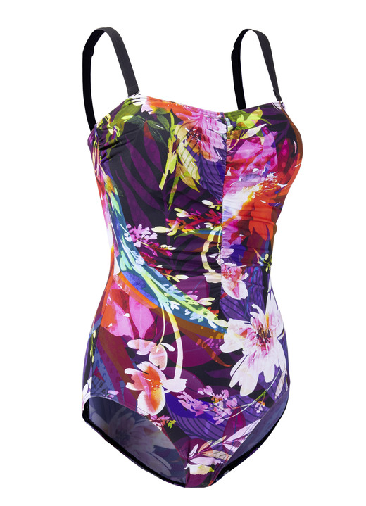 Badeanzüge - Laurina Badeanzug mit abnehmbaren Trägern und Halbkorsage Ansicht 4 Badeanzüge - Laurina Badeanzug mit abnehmbaren Trägern und Halbkorsage, in Größe 036 bis 052, in Cup C, in Farbe SCHWARZ-BUNT Ansicht 4