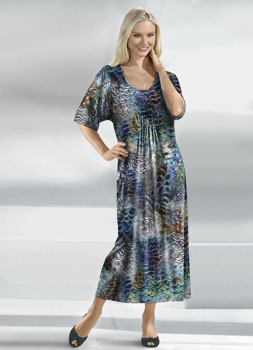 - Kaftan in Schlupfform, in Größe 038 bis 062, in Farbe ECRU-BLAU-BUNT