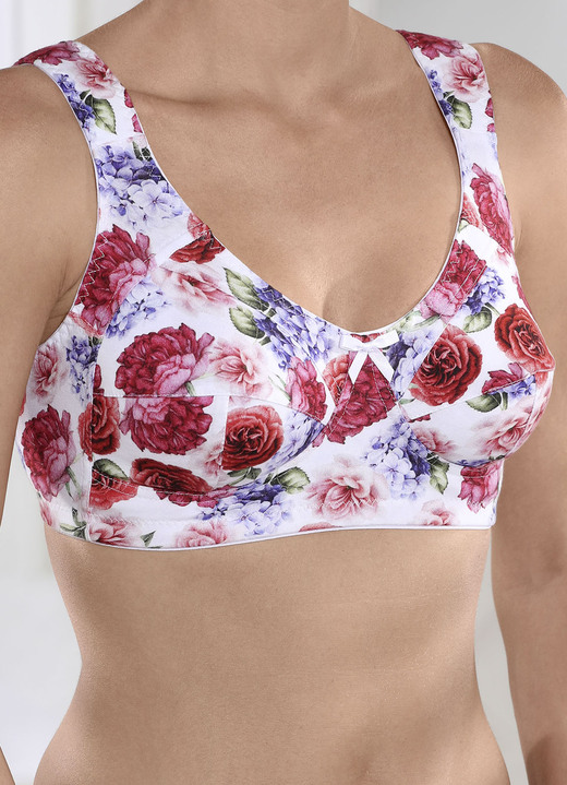 - BH mit farbharmonischem Floraldessin, in Größe 080 bis 110, in Cup C, in Farbe WEISS-ROSÉ-BUNT Ansicht 1